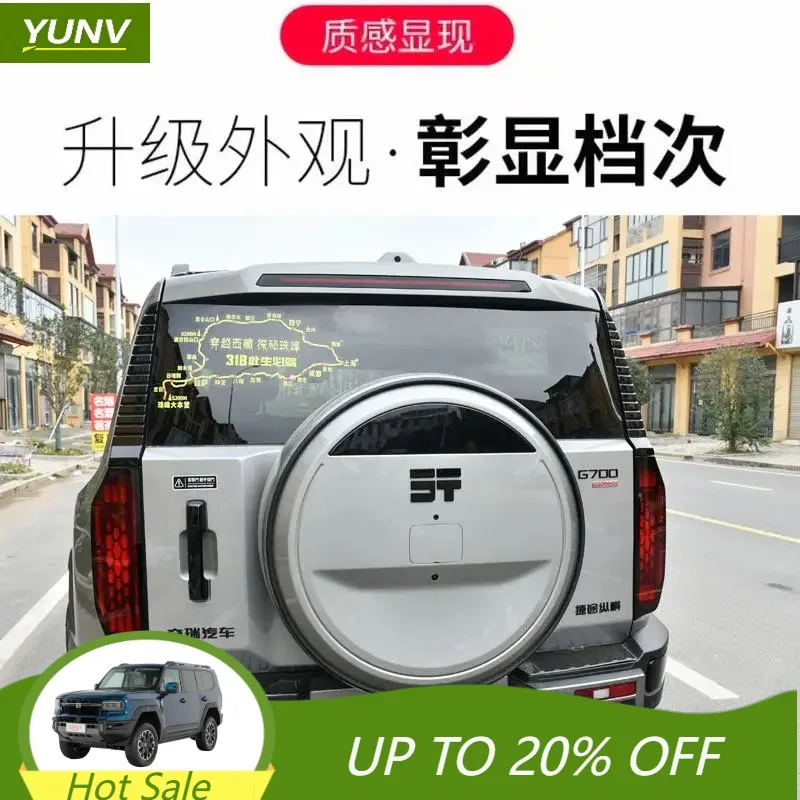 YUNV For Jetour G700 Complete Exterior Emblem Blackout Kit Gloss Black Rear Spare Tire Letters Front Badge Overlays Exterior