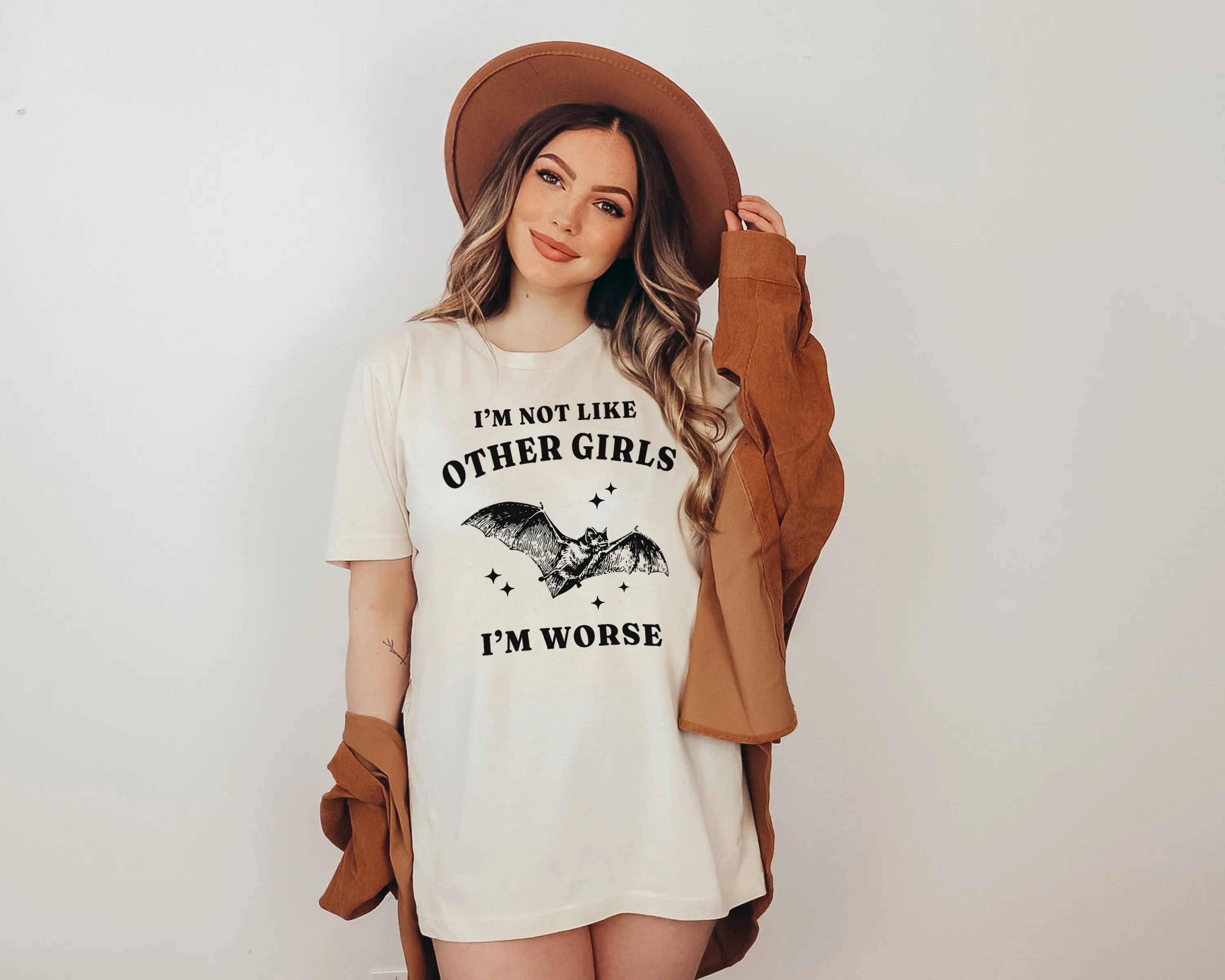 I'M Not Like Other Girls Cozy Bat T Shirt Silly Spooky Girl Funny Autumnal Halloween Gothic Autumn Goth Humour