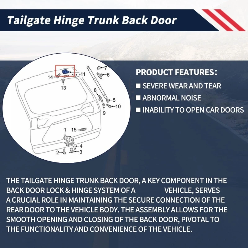Y4UA Rear Liftgate Repair Hinge Set, 68810-0R032 Mechanical Pair with Bolt-Fixed Plates, Elongated Mounting Holes