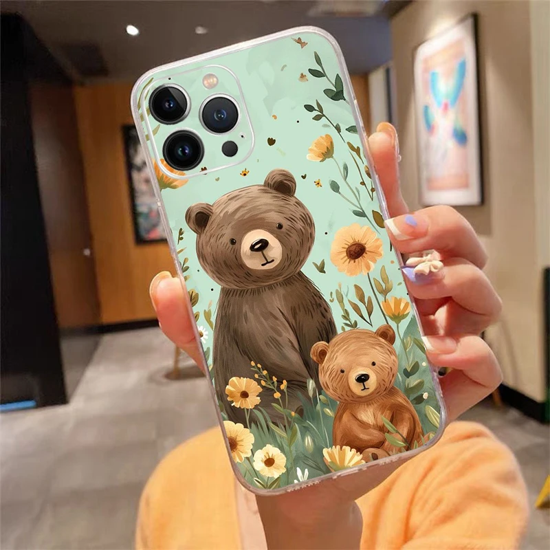 

Cute Cartoon Bear Phone Case For iphone 17 Pro Max Air 16 15 14 13 Pro Max 15 16 Pro 15Plus