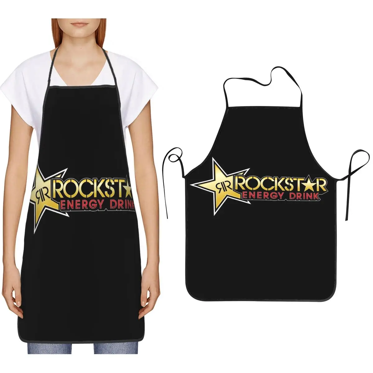 

Rockstar Energy Drink Apron Chef Cooking Baking Tablier Bib Kitchen Cleaning Pinafore for Women Men Gardening
