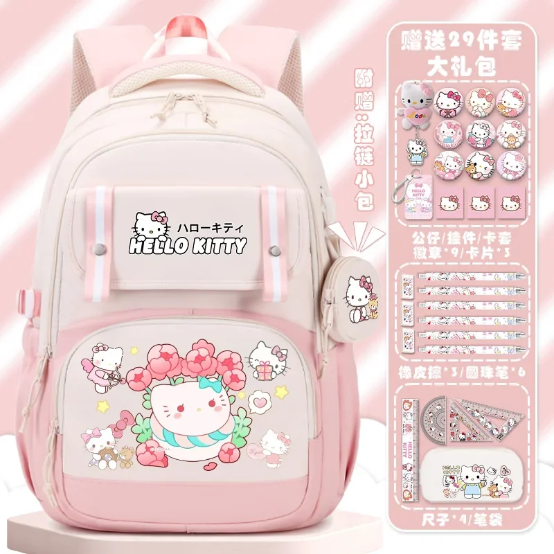 Sanrio Hellokitty Schoolbag Student New Children's Cartoon Large Capacity Lightweight Spine-Protective Backpack