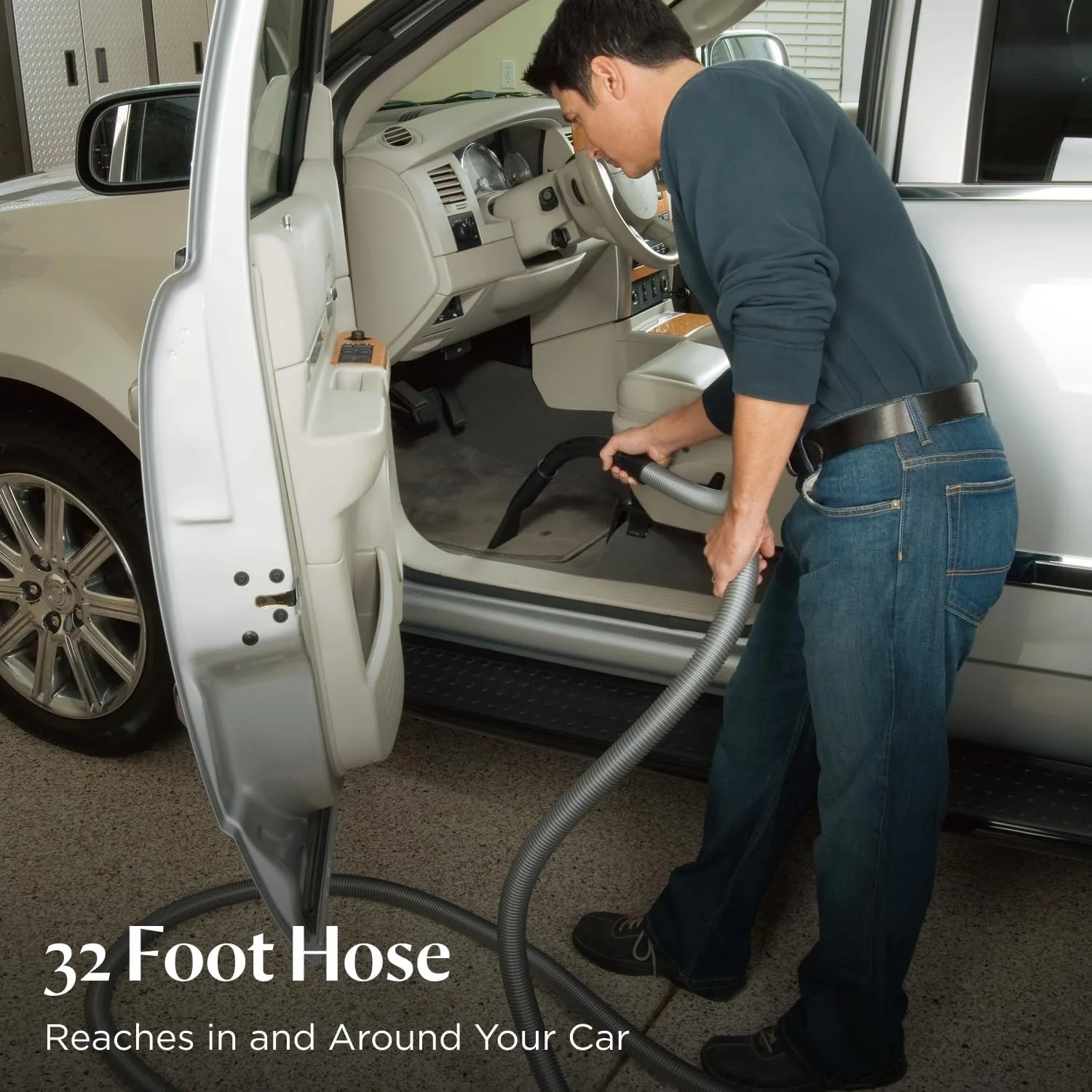 مكنسة كهربائية احترافية مثبتة على الحائط رطبة وجافة، مجموعة أدوات أوتوماتيكية، وظيفة منفاخ، رمادي، 11 بوصة طول × 11 بوصة عرض × 26 بوصة ارتفاع #2