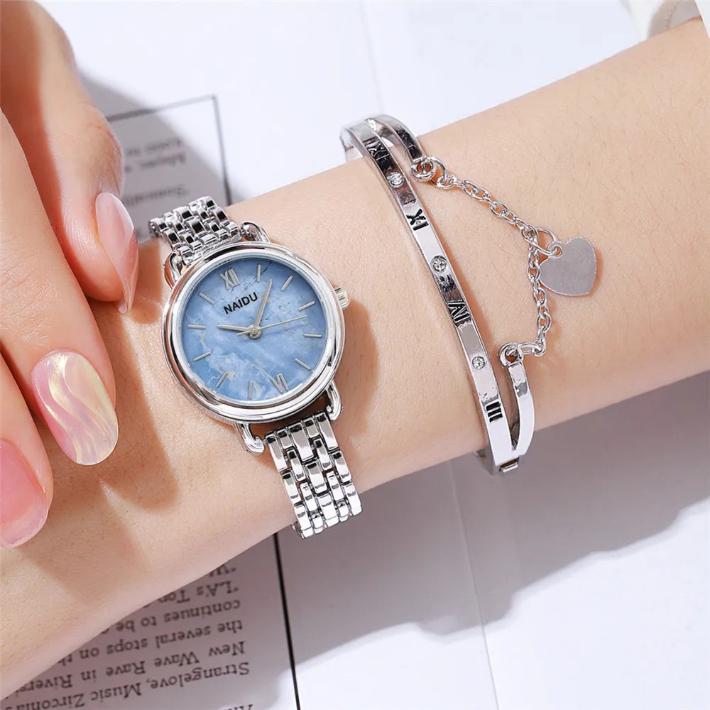 

2 шт./компл. женские стальные кварцевые часы-браслет