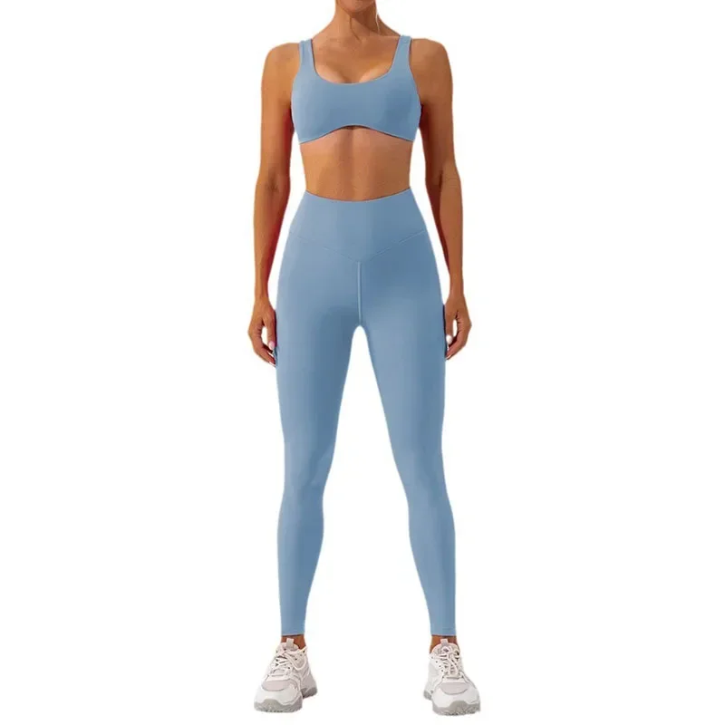 Conjunto de traje de Yoga para mujer, levantamiento de cadera desnudo, secado rápido, correr, deportes y Fitness, nuevo