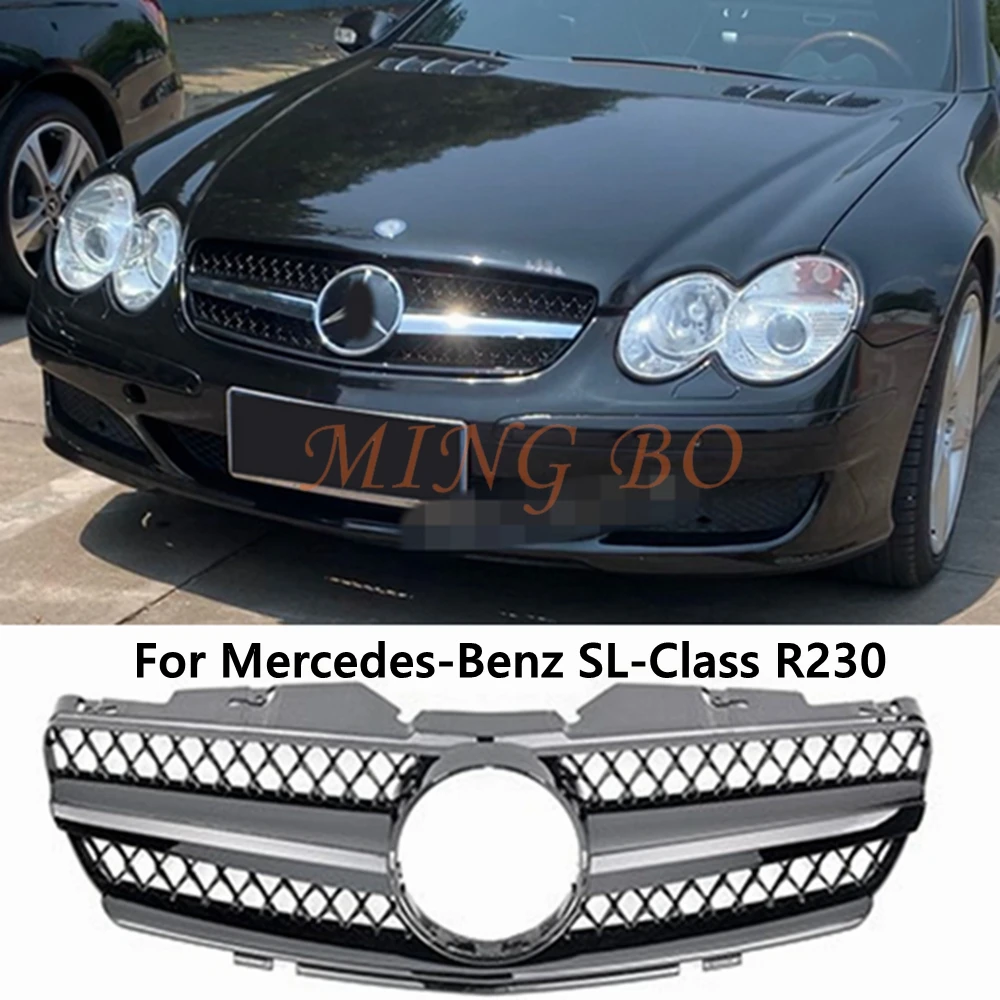 FOR Mercedes-Benz SL-Class R230 SL500 SL550 SL600 2003-2006 2007-2009 Front Racing Facelift Grilles Upper