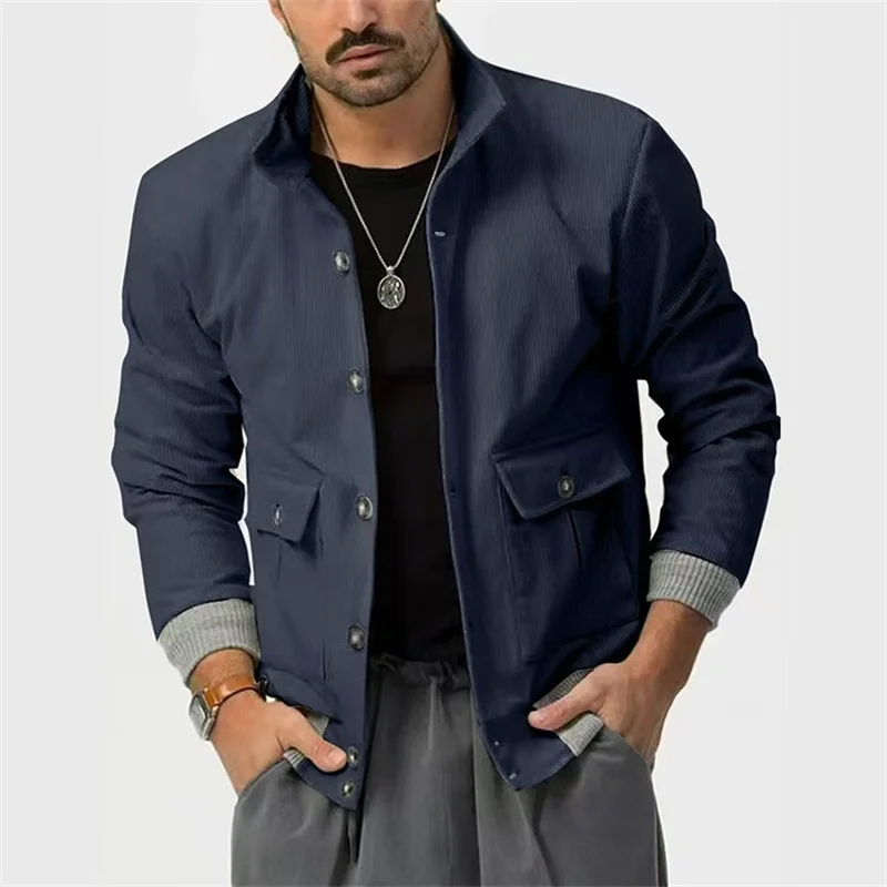 

Autumn Winter Men's Long Sleeve Jacket sports Casual tops Stand Collar quick-drying Corduroy coat Men's button cardigan Jacket