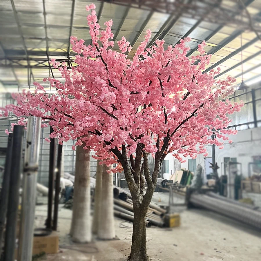 4m high 350cm top width hand made fiberglass large artificial pink cherry blossom trees for indoor and outdoor decoration