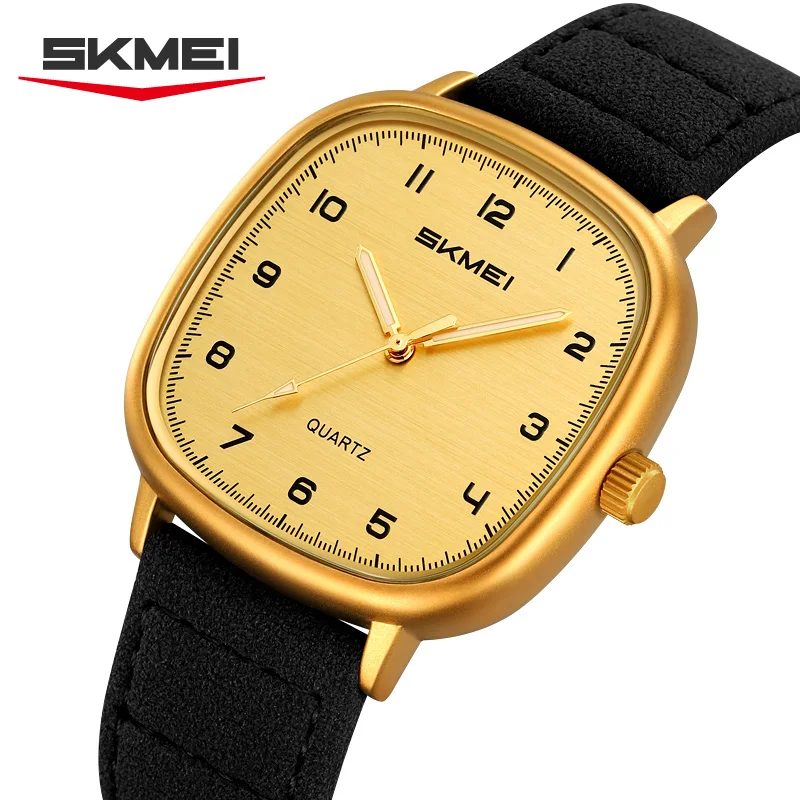 

SKMEI 2586 Vintage Student Quartz Watch Gift Simple Clock Luxury Leather Strap Waterproof Square Dial Men's Watch reloj hombre