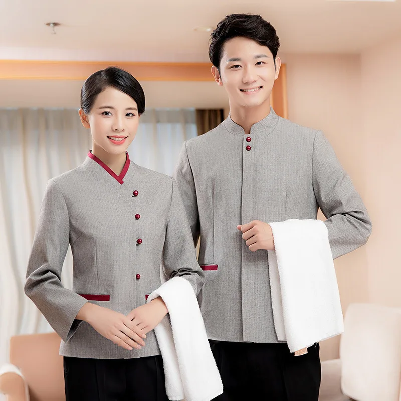 Wholesale Supply Work Autumn Clothes Linen Thickened Hotel Room Attendant Uniform Property Large Size Clothing