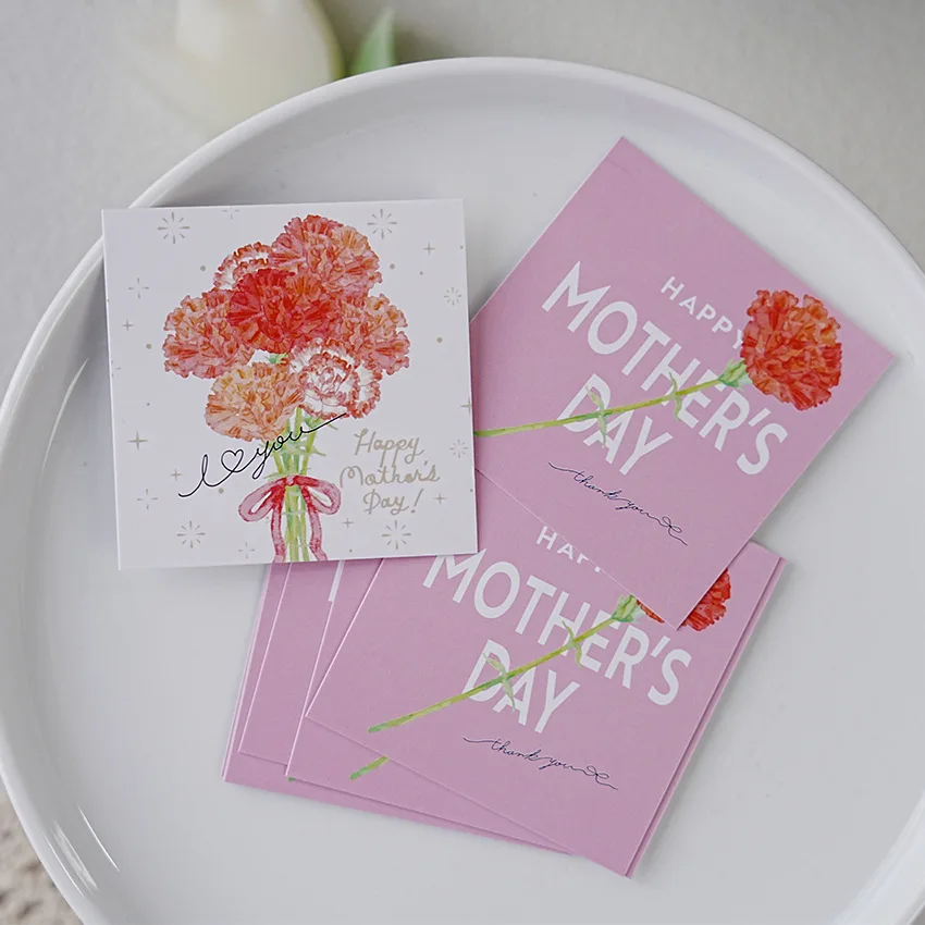 50pcs/bag Happy Mother's Day Cards Flower Greeting Card Pack for Daughter, Girlfriends Love Mom Cards for Business Box Party