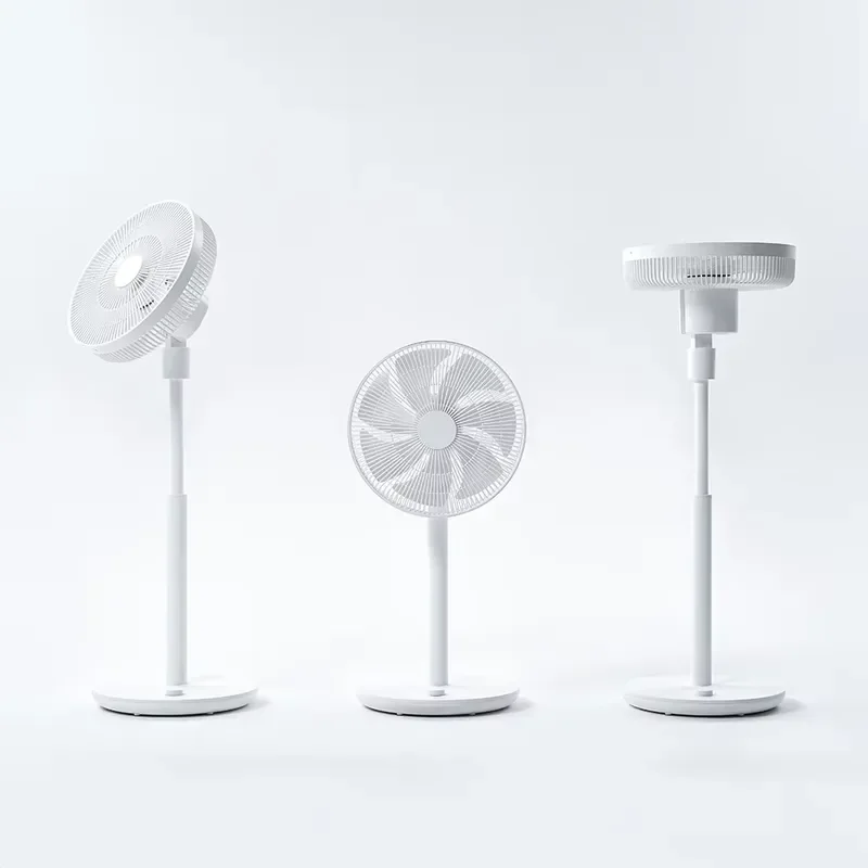 for Smart Wireless Charging Electric 7 Blade Floor Fan with LED Light Battery Powered Household Plastic Stand Fan for Home