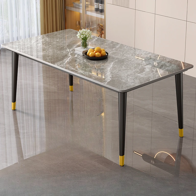 Dining Table Rock Slab Small-sized Household Modern Simple Light Luxury Living Room Rectangular Dining Table Dining Table Chairs