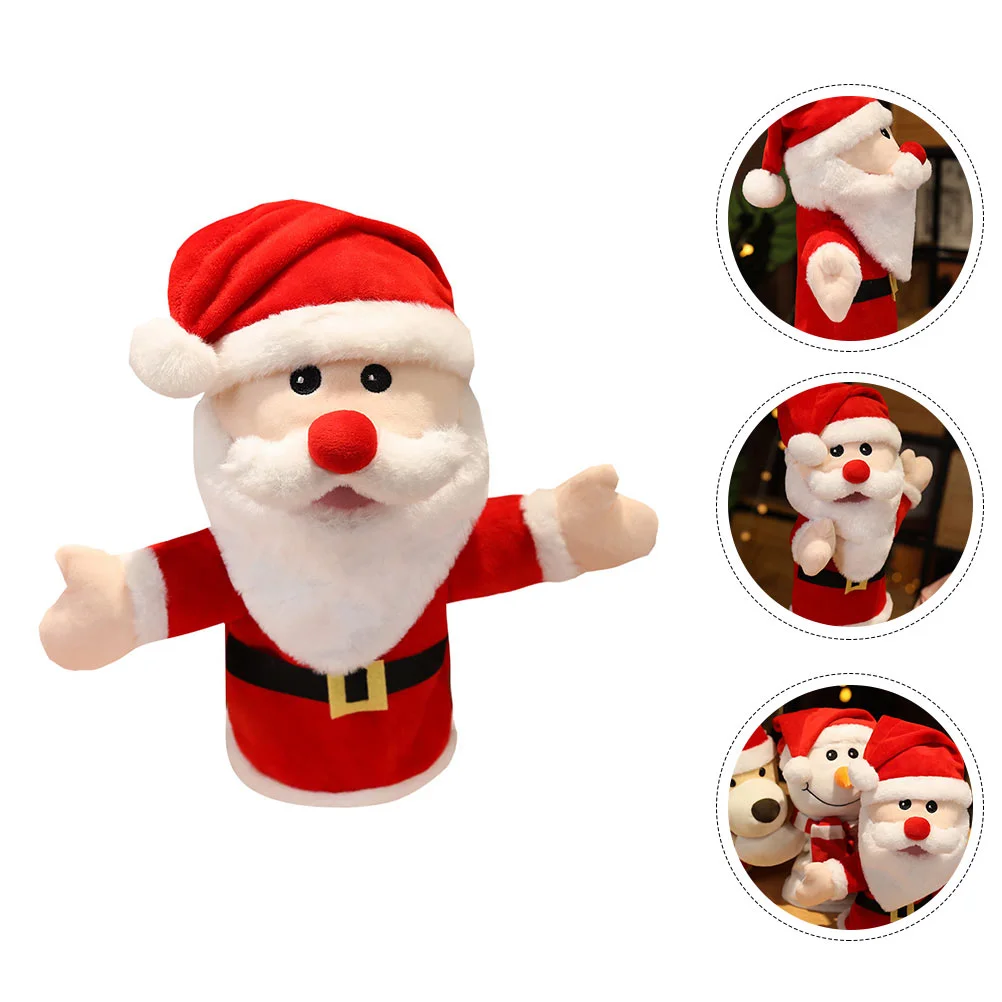 Marioneta de mano de Papá Noel, peluche de dedo navideño, encantador algodón, educativo, animales de peluche para padre