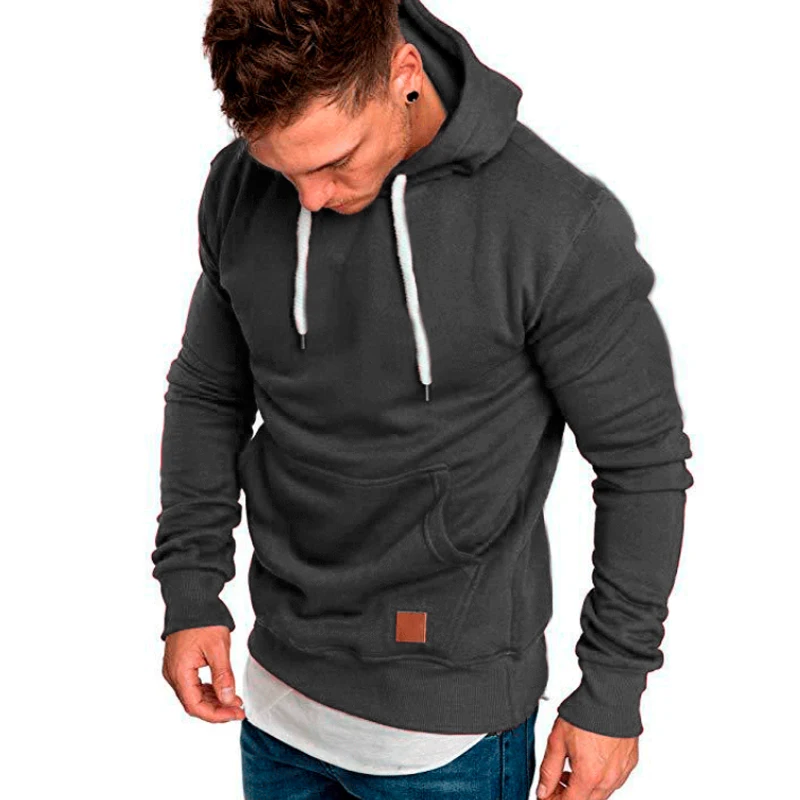 New Spring Autumn Streetwear Fashion Outwear Men's Soild Color Hooded Sweatshirt Hoodies Casual Loose Fleece Coats