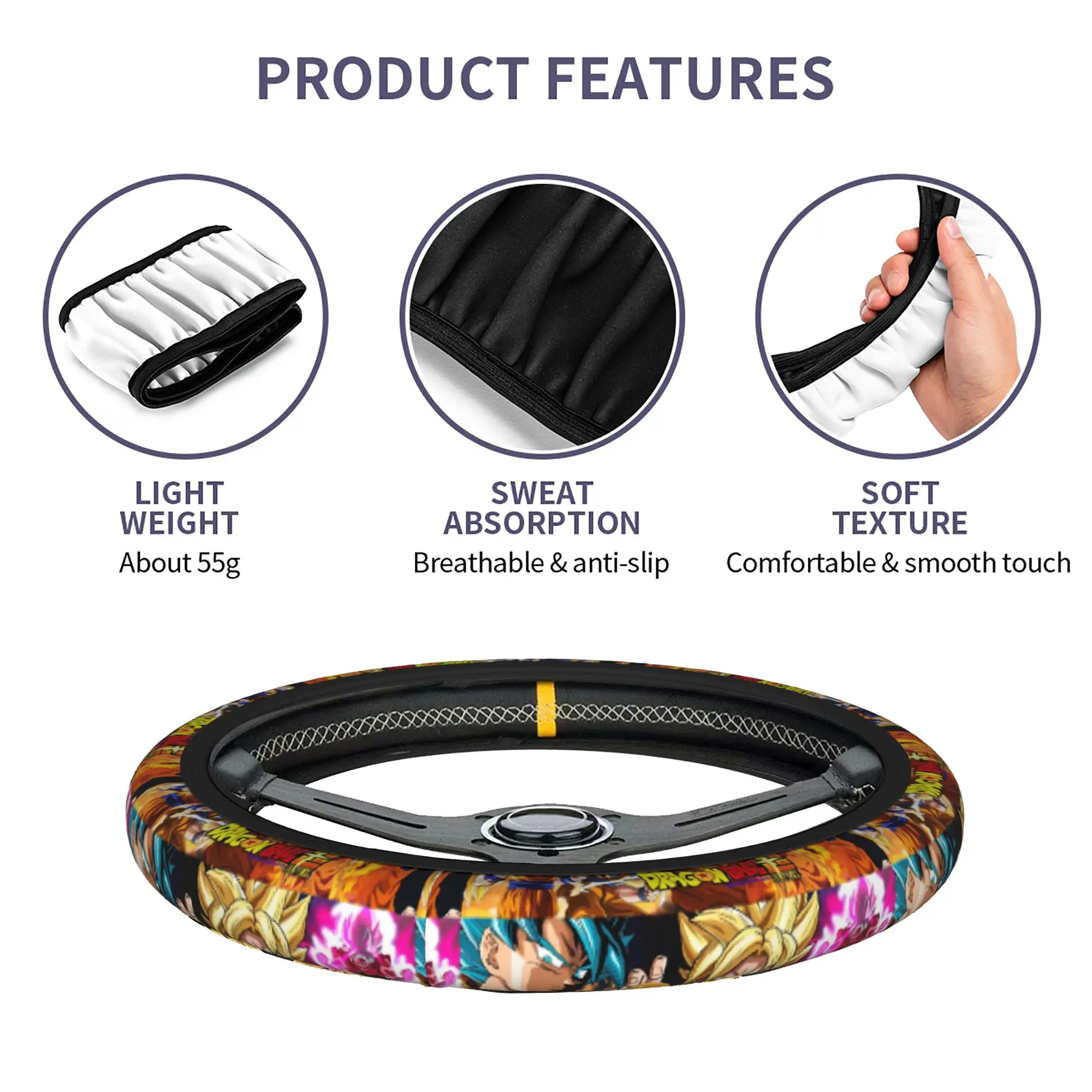 Dragon Ball Z  Car Steering Wheel Cover DBZ Anime Characters Steering Wheel Cover Decoration Steering-Wheel Accessories - view 4