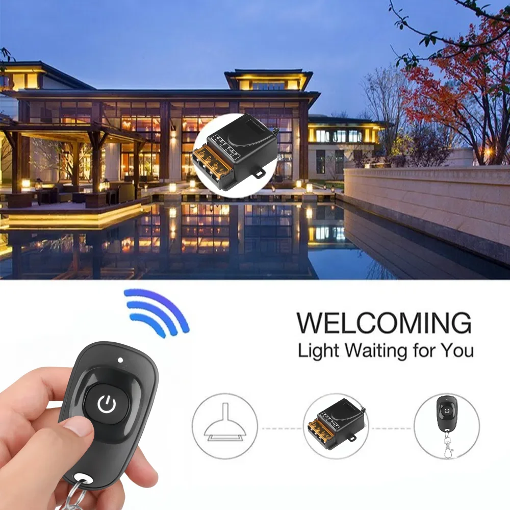 433Mhz 무선 원격 제어 스위치 AC 110V 220V 30A 릴레이 1CH 수신기 컨트롤러 및 1 botton RF 433 Mhz 송신기