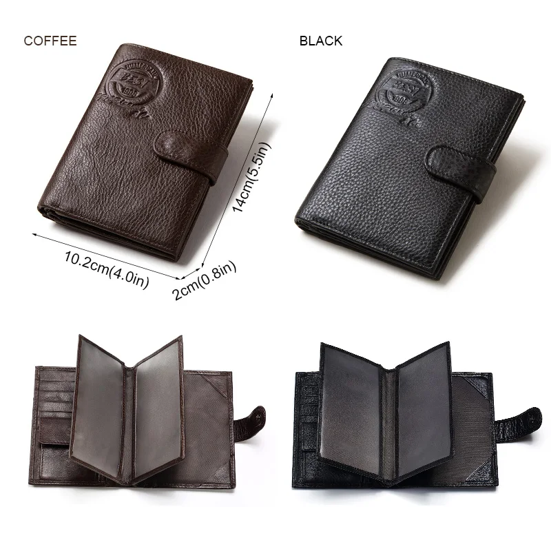 KAVIS Genuine Leather Wallet Men Passport Holder Coin Purse Magic Walet PORTFOLIO MAN Portomonee Mini Vallet Passport Cover