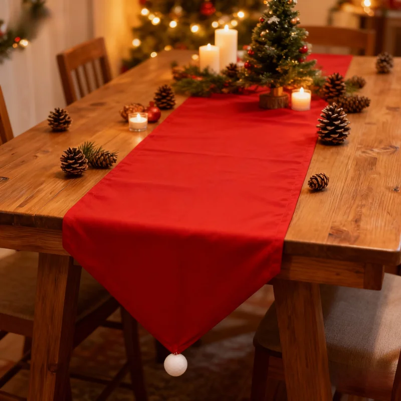 Christmas Table Runner Red Festive Home Decor Holiday Table Accent Table Mat Tablecloth 34x176cm