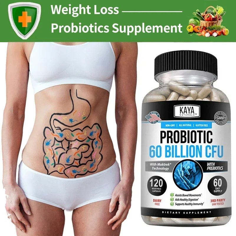 Probiotics 60 Billion CFU - Detox, Digestion & Gut Health - Supports Occasional Constipation, Gas & Bloating - for Women & Men