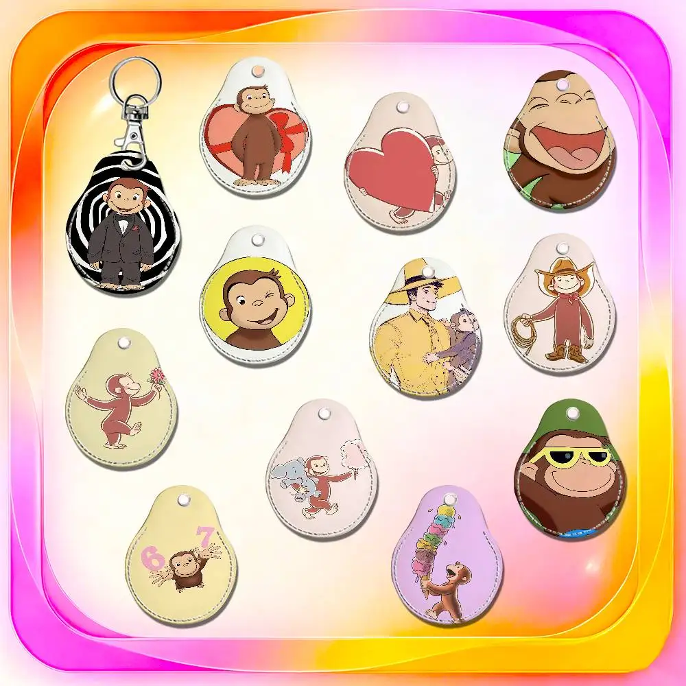 For Monkey Curious George For AirTag Case Card Holder Keychain ID Credit Bank Access Badge For Air Tag Case Shell