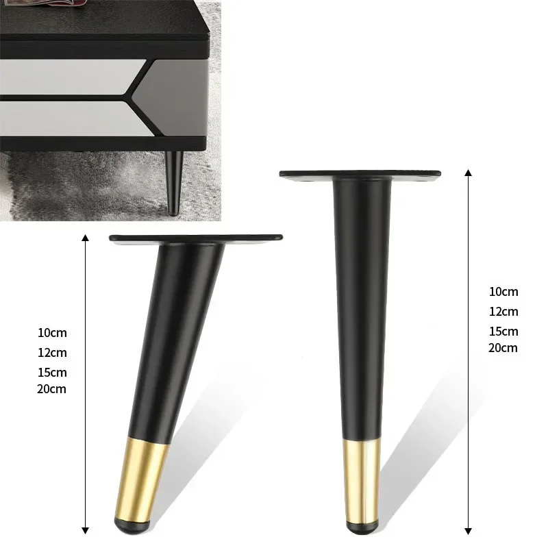 4Pcs Furniture Legs Coffee Table Legs, Black and Gold Metal Home DIY Projects Sofa Leg TV Cabinet Leg,Chair Leg,Ottoman Leg