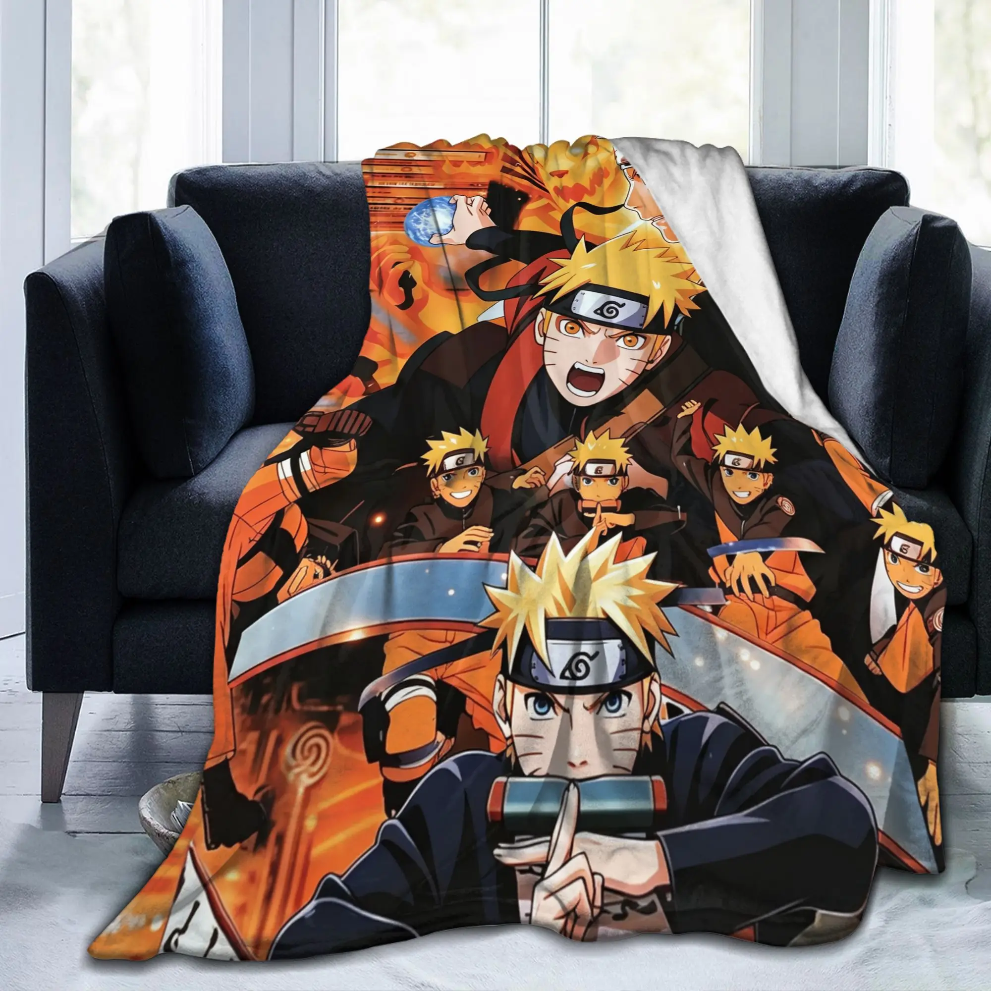 Custom Sofa Fleece N-Narutoes Uzumakis Narutos Throw Blanket Warm Flannel Comics Blankets for Bedding Travel Sofa Quilt