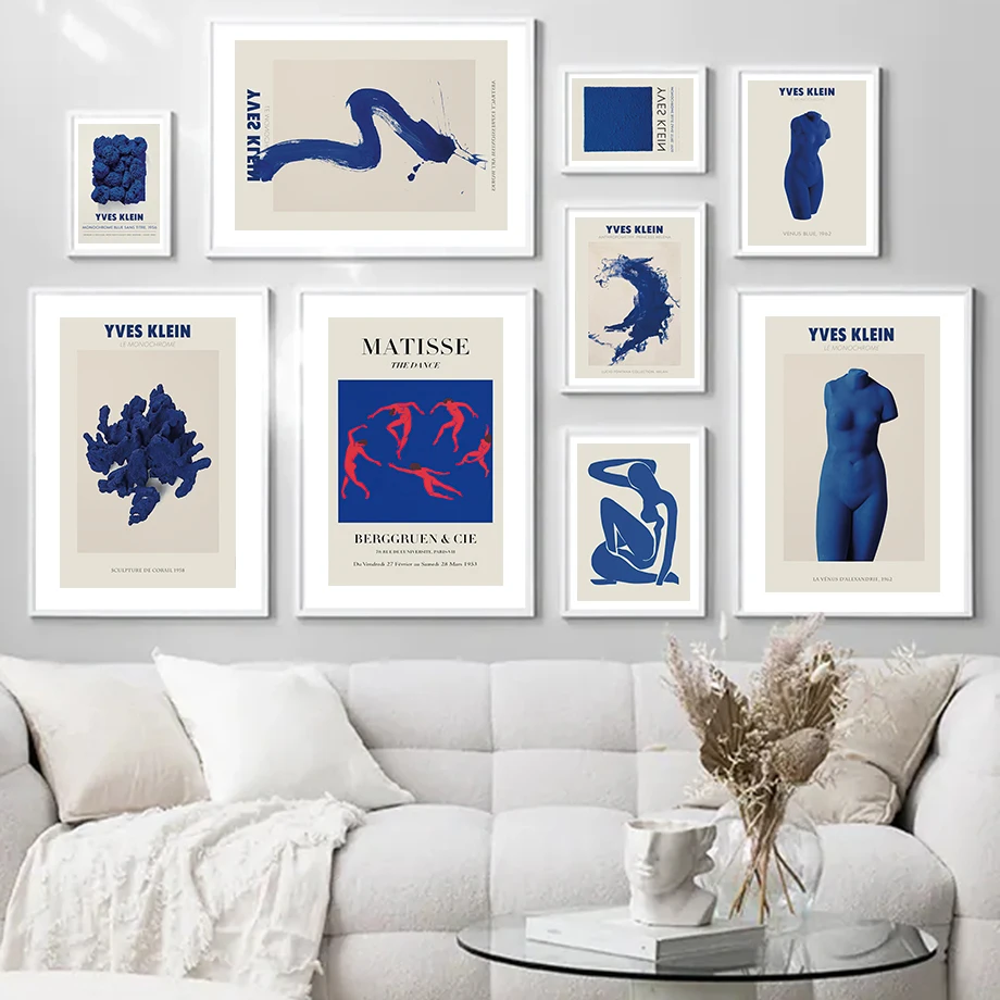 Abstract Matisse Yves Klein Statue Gallery Wall Art Canvas Painting Nordic Posters and Prints Wall Picture for Living Room Decor