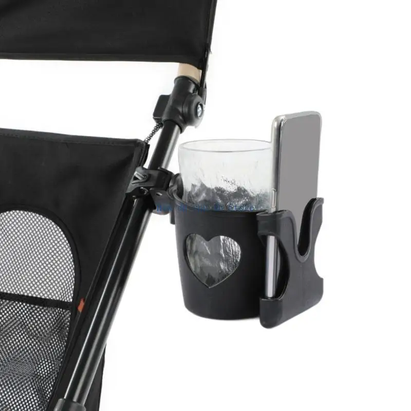 

19QF Adjustable Cup & Phone Holder Convenient Stroller Bottle Rack for Baby Strollers