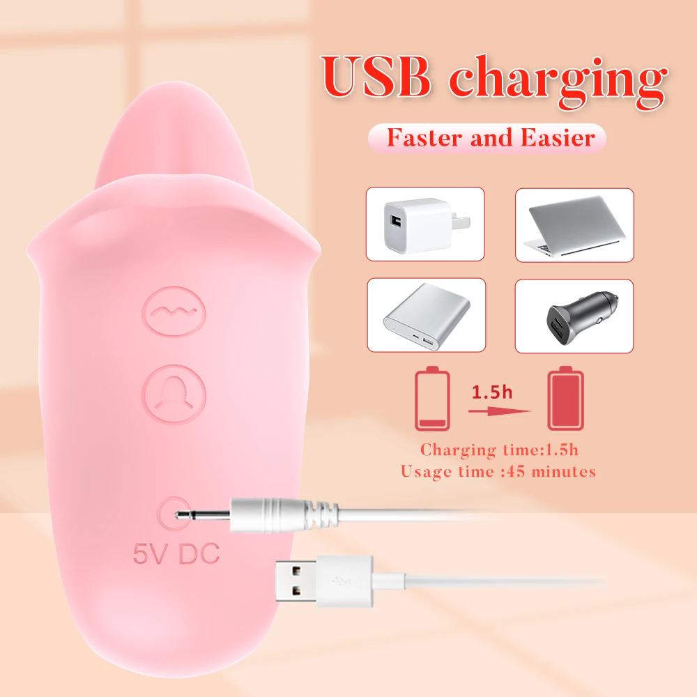 Realistic Tongue Vibration Ring 10 Speed Licking Toy USB Rechargeable Quiet Waterproof G-spot StimulatorRelaxing moment view 6