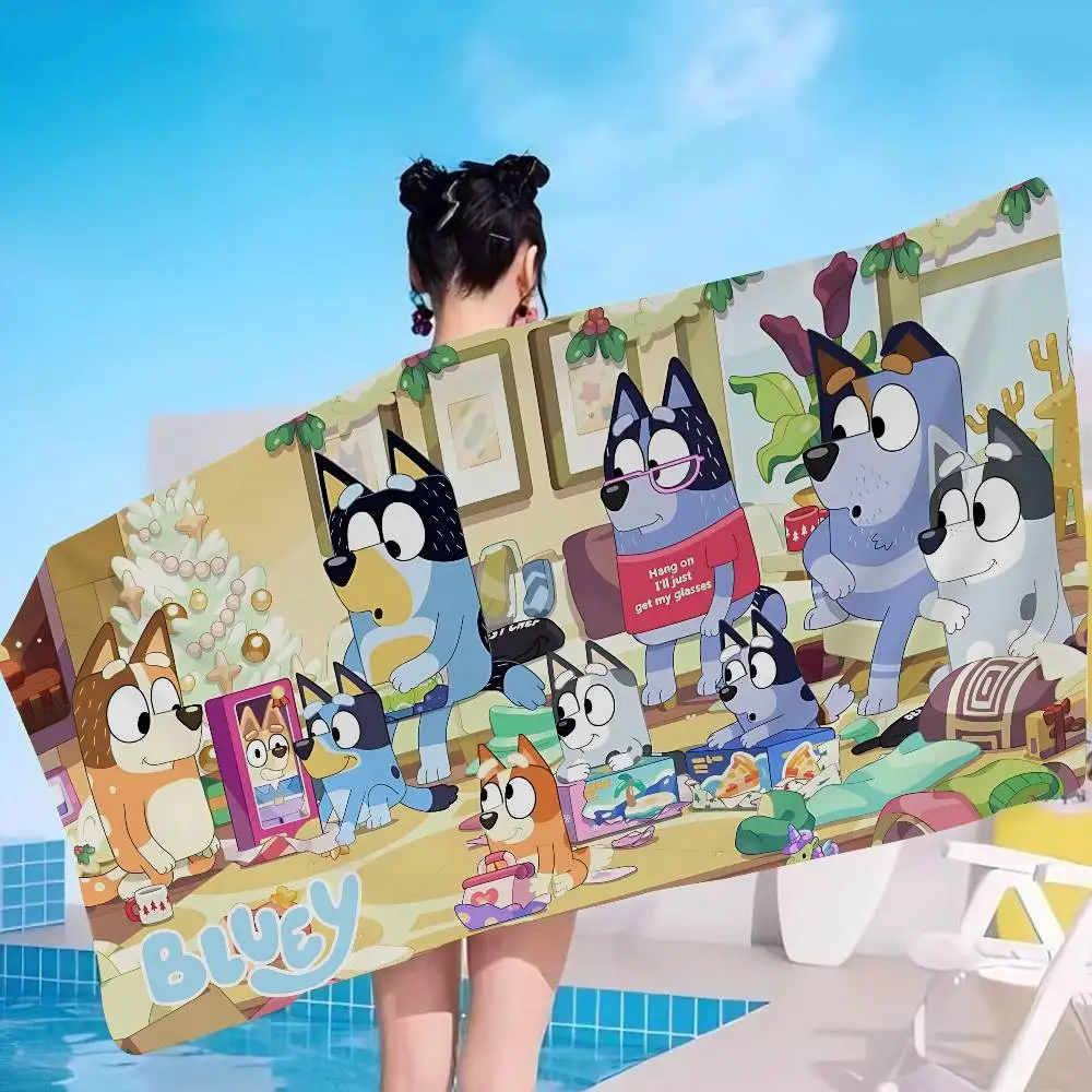 Cartoon B-Blueys Microfiber Blanket Quick Drying Beach Towels Oversized Printing Super Absorbent Pool Towel Blanket