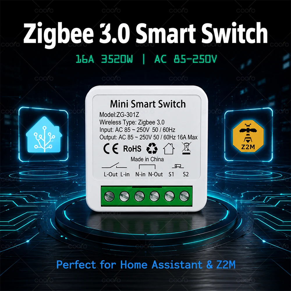 Tuya Zigbee 1 2-Gang 16A Switch Breaker Smart Home Light Relay Automation Module Work with Tuya Hub Smart Life Alexa Google Home image 2