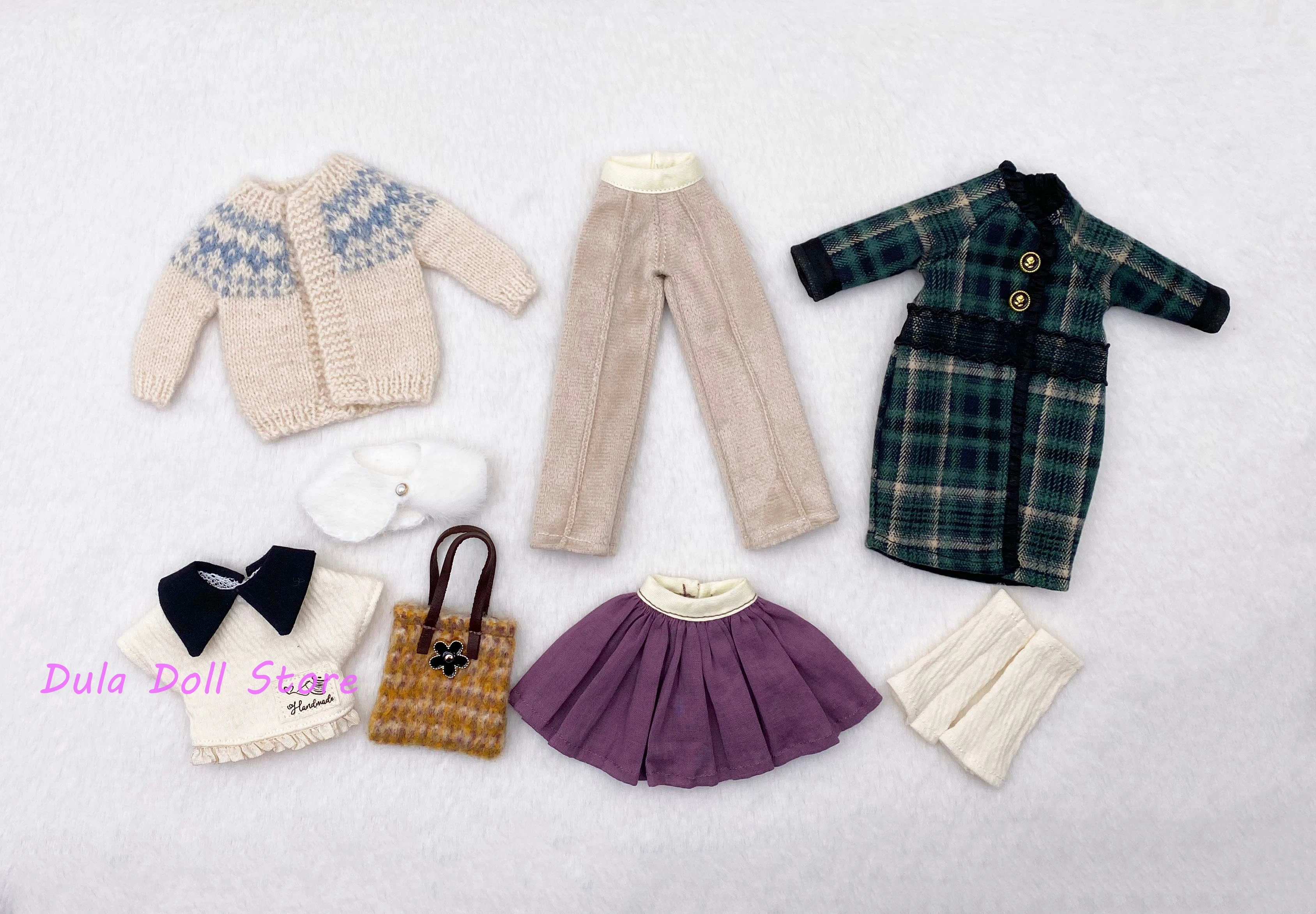 2026 Dula Doll Clothes Dress Plaid jacket short skirt sweater trouser set for Blythe Qbaby ob24 ob22 Azone JerryB 1/6  Doll