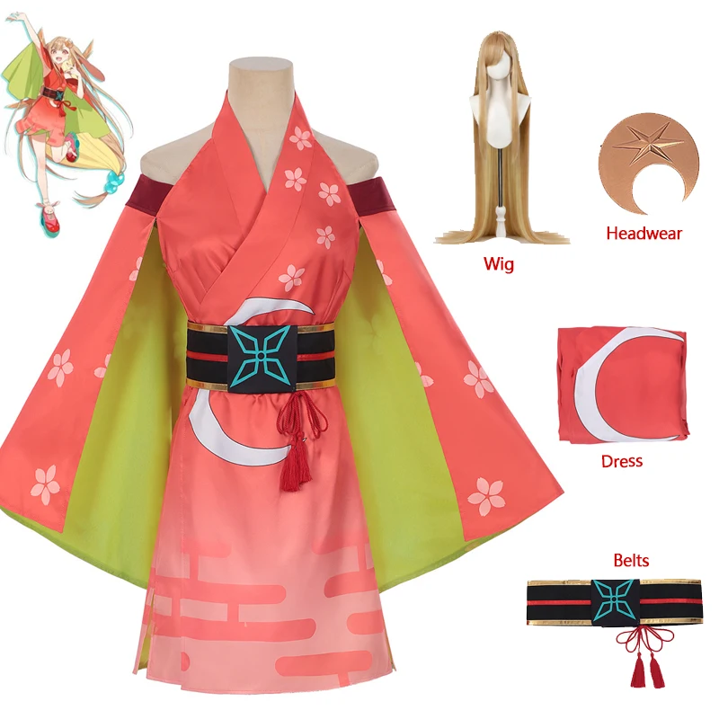 

Chou Kaguya-hime Косплей Костюм Парик Аниме Космическая Принцесса Кагуя! Cos женское платье-кимоно с головными уборами, карнавальные маски