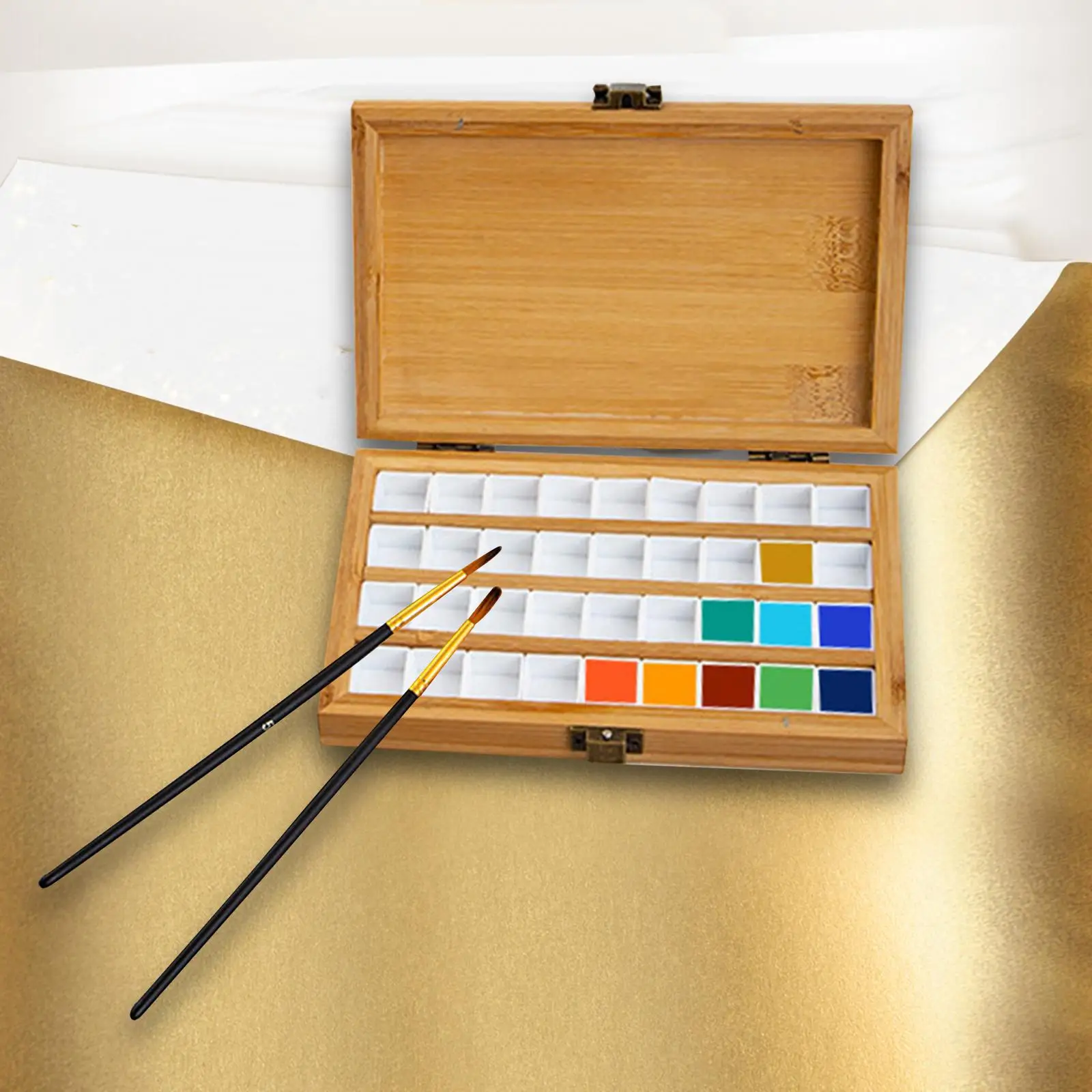 Imagem -04 - Multifunções Vazio Bambu Paint Palette para Crianças Aquarela Paint Box