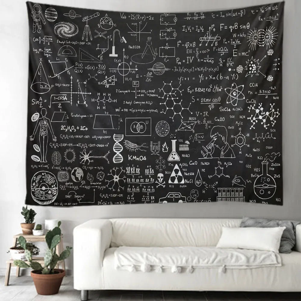 Blackboard digital art tapestry, geometric starry sky, cartoon map, home decoration wall hanging cloth, bedroom wall decoration