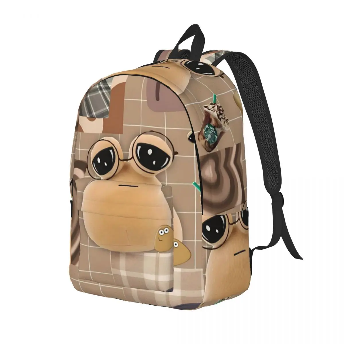 My Pet Alien Pou Backpack for Kindergarten Primary School Student Game Cartoon Book Bags Boy Girl Kids Canvas Daypack Gift