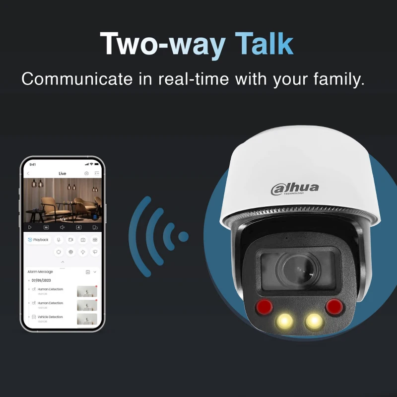 داهوا 4MP كامل اللون كاميرا متحركة الذكية تتبع السيارات الضوء الدافئ والصوت كاميرا تحذير كاميرا الأشعة تحت الحمراء اتجاهين الصوت SD2C405NB-GNY-A-PV-S2