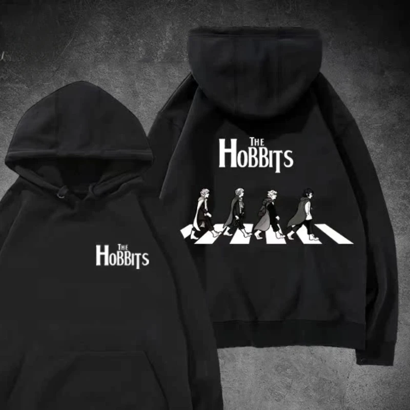 2024 The Road To The Ring of Fantasy on The Crosswalk The Hobbit The Lord of The Rings Movie Lovers Hooded Hoodie High Quality