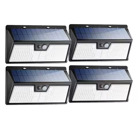 Solar Lights Outdoor Motion Sensor, 3 Modes 318LED Solar Powered Fence Wall Light IP65 Waterproof, Outside Deck Yard Patio Hous