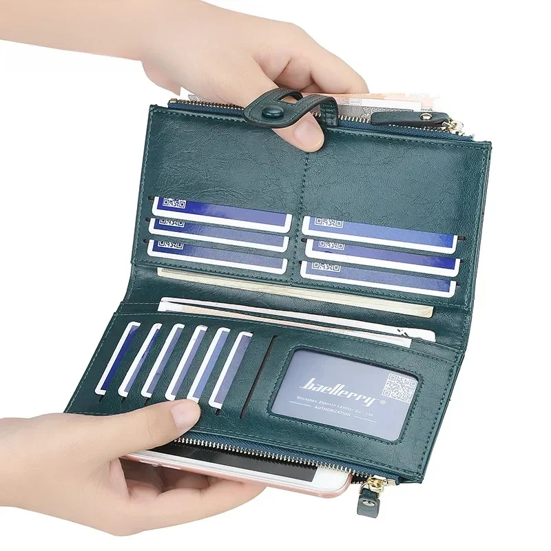 Dompet Wanita Nama Ukir Dompet Klasik Tempat Kartu Kualitas Terbaik Kulit Panjang Mode Dompet Merek Ritsleting Hadiah Pribadi
