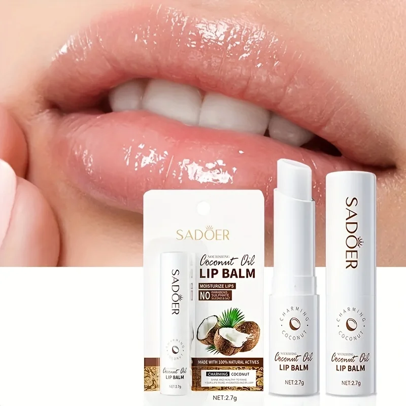 Bálsamo labial de coco-nutrición duradera y humedad para hombres y mujeres, bálsamo labial de cuidado diario