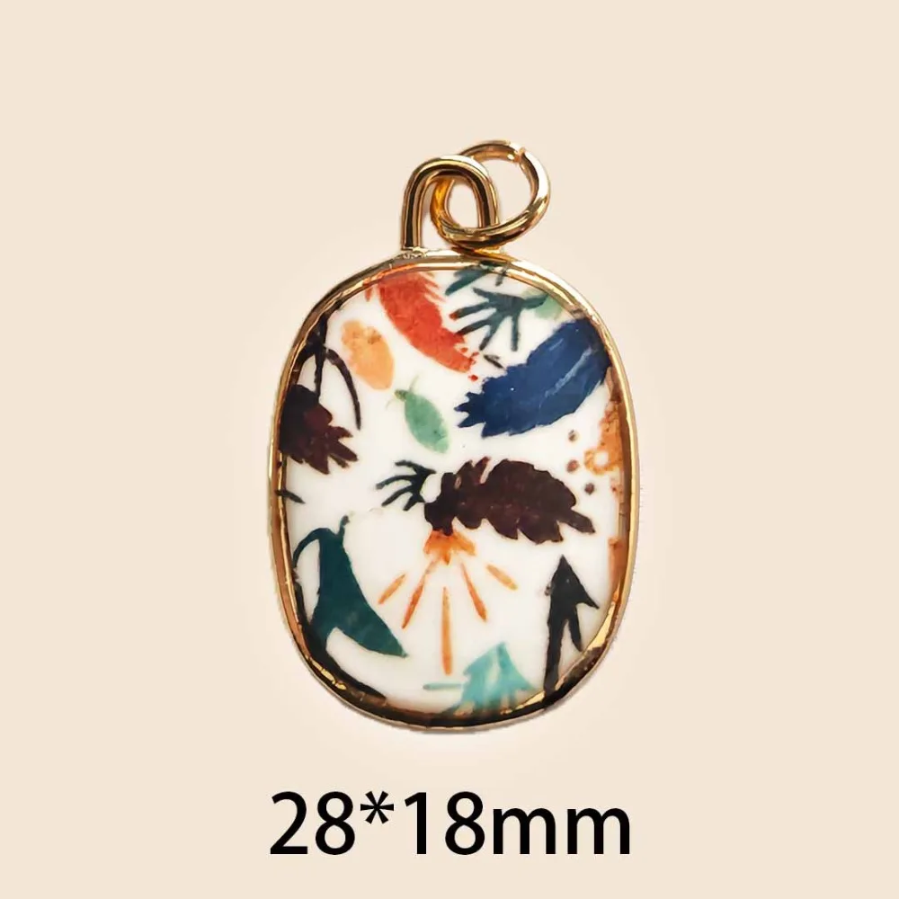 New Colorful Hand-Drawn Pendant Handcrafted DIY Jewelry Charms Gift Geometric Shape Making Connector Charms Making