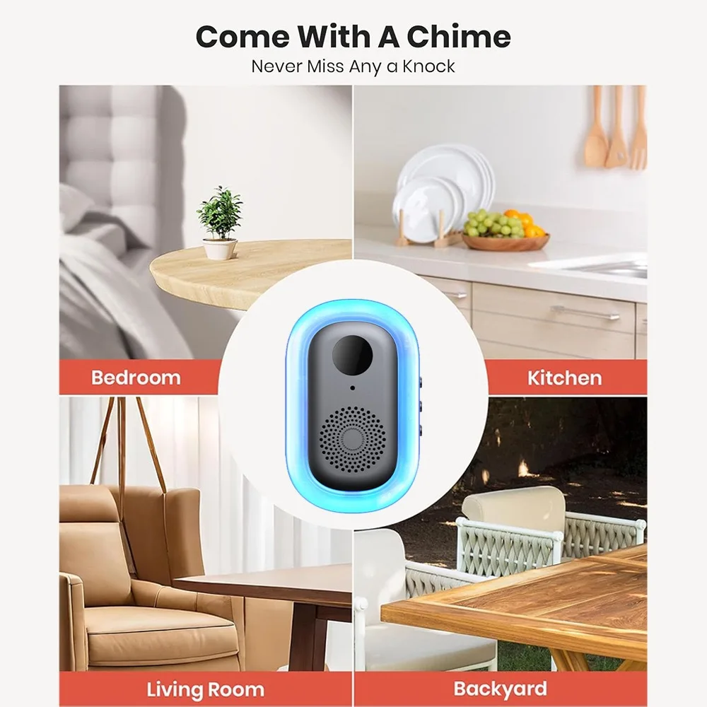 Smart Remote Monitoring Doorbell Wifi Night Vision Wireless Rechargeable APP Remote Monitoring Easy Installation Monitor Doorbel