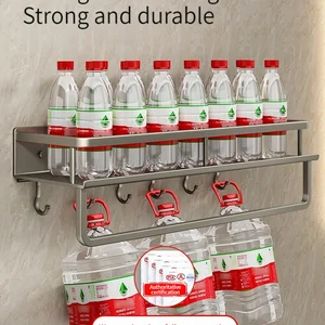 Badezimmer Rack Badezimmer Regal Badezimmer Raumhängebat Aluminium Badezimmer Veranstalter an der Wand hängen 10 Hauptkleiderschrankregal - №8