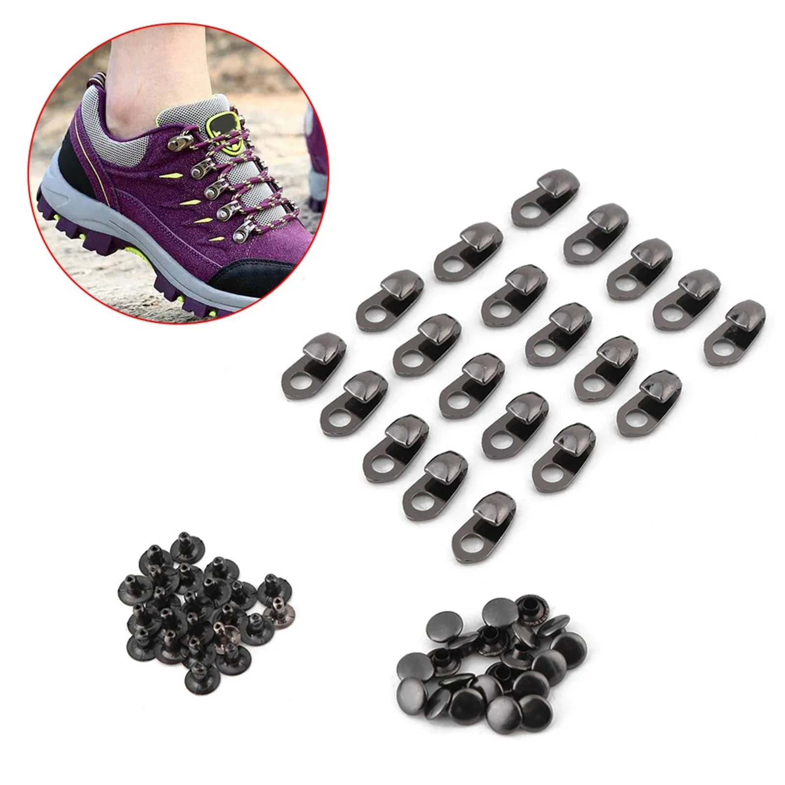 20pcs/set  Boot Hooks Lace Fittings With Rivets For Repair/Camp/Hike/Climb Accessories