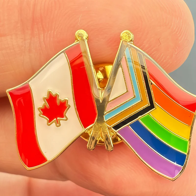 Canada Progress Flag Metal Soft Enamel Lapel Badge Pins Brooches