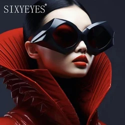 Oversized Cat Eye Sunglasses Women 2024 Luxury Brand Designer New In Fashion Geometric Sun Glasses Irregular Eyewear Y2K Shades