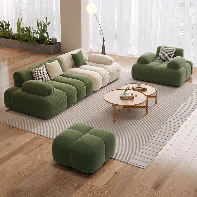 Lounge Comfortable Living Room Sofas Puff Soft Lazy Relaxing Minimalist Sofa Elegant Modern Canape Salon Patio Furniture