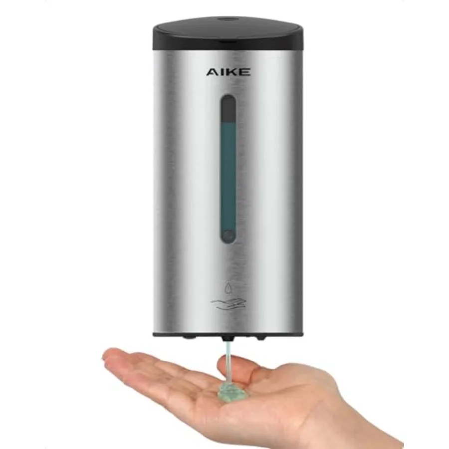 

Commercial wall mount liquid soap dispenser for automatic use, stainless steel with brushed finish, 25oz large capacity, saves